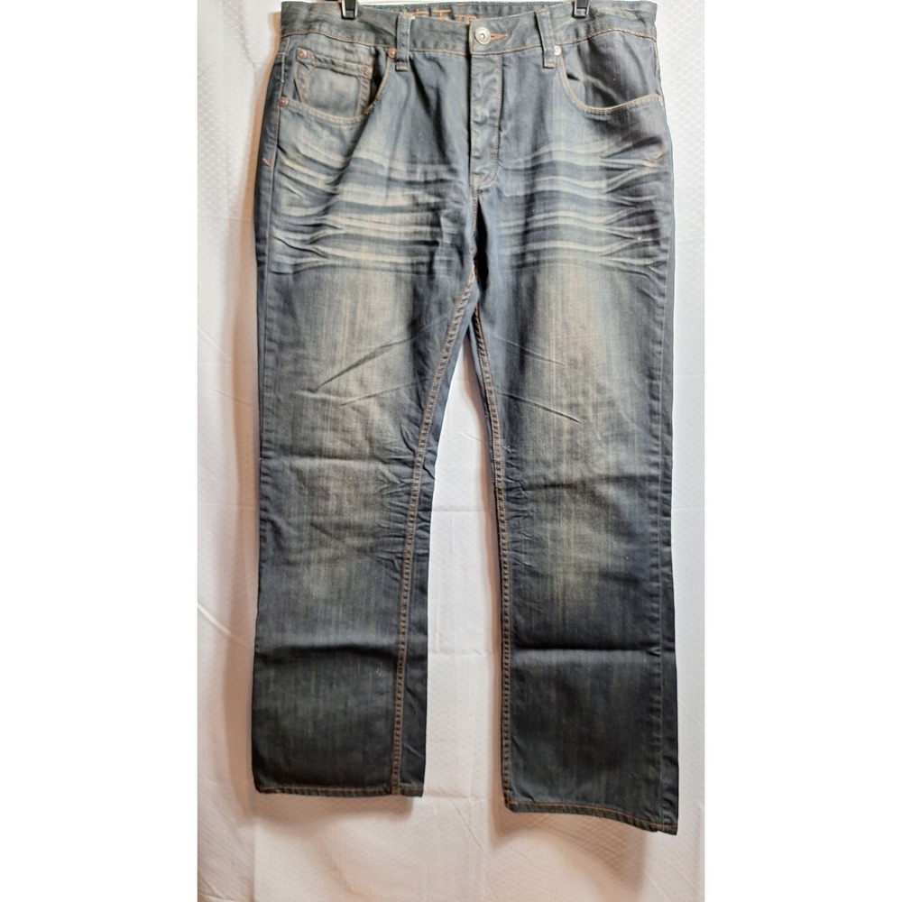 TOKYO FIVE Akira Boot Cut Jean Sz 36x32 Black Wash Denim Whispering Button-Fly